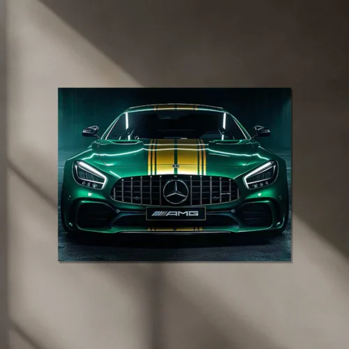 Mercedes Racing Neon LED Metal Poster | High-Performance Motorsport Wall Art - Image 3