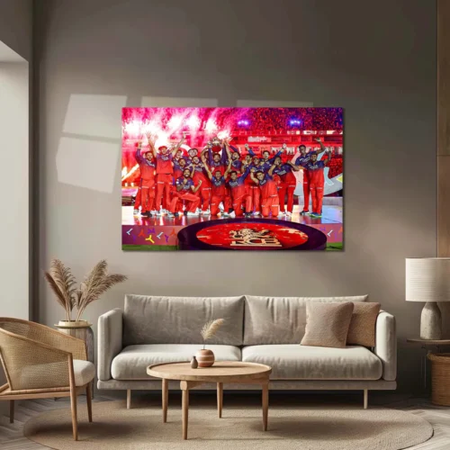 Cricket Metal Poster | RCB Wins IPL Trophy 2025 ? Champion Celebration Metal Poster | Virat Kohli Led Victory Wall Art - Image 3