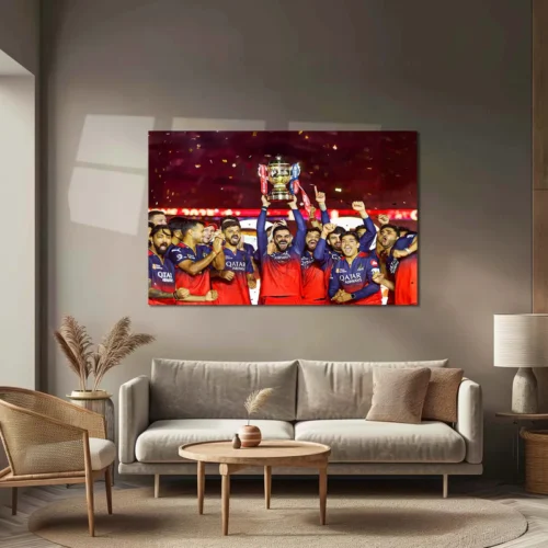 Cricket Metal Poster | RCB Wins IPL Trophy 2025 ? Champion Celebration Metal Poster | Virat Kohli Led Victory Wall Art 02 - Image 3