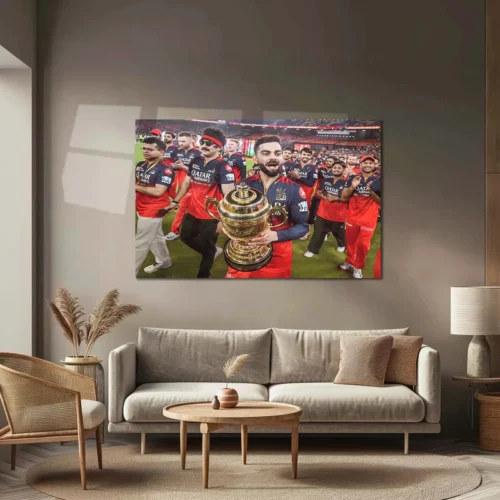 Cricket Metal Poster | RCB Wins IPL Trophy 2025 ? Champion Celebration Metal Poster | Virat Kohli Led Victory Wall Art 03 - Image 3