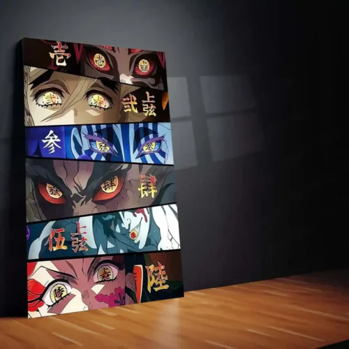 Demon Slayer Upper Moon Eyes | Anime Villain Eyes Wall Art | Multi-Panel Demon Slayer Decor - Image 2