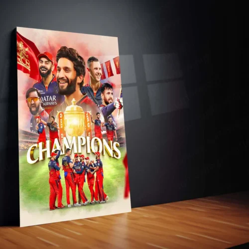 Cricket Metal Poster | RCB Wins IPL Trophy 2025 ? Champion Celebration Metal Poster | Virat Kohli Led Victory Wall Art 07 - Image 2