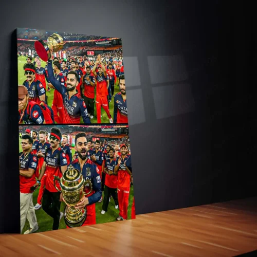 Cricket Metal Poster | RCB Wins IPL Trophy 2025 ? Champion Celebration Metal Poster | Virat Kohli Led Victory Wall Art 09 - Image 2