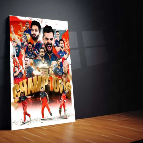 Cricket Metal Poster | RCB Wins IPL Trophy 2025 ? Champion Celebration Metal Poster | Virat Kohli Led Victory Wall Art 10 - Image 2