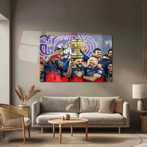Cricket Metal Poster | RCB Wins IPL Trophy 2025 ? Champion Celebration Metal Poster | Virat Kohli Victory Wall Art 01 - Image 3