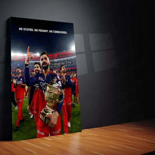 Cricket Metal Poster | Virat Kohli RCB Wins IPL Trophy 2025 ? Historic Victory Metal Poster | Champion?s Wall Art - Image 2