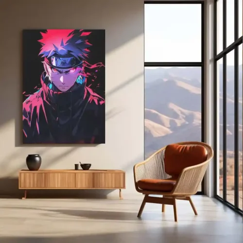 Anime Metal Poster | Naruto with Red Aura Eyes Metal Poster | Demon Fox Chakra Anime Wall Frame - Image 3