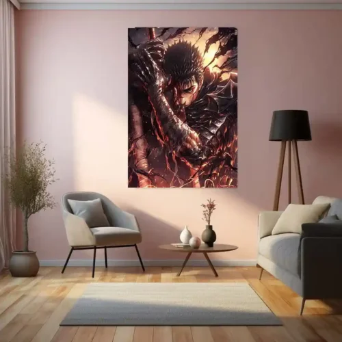 Berserk ? Guts Metal Poster | Dark Anime Wall Frame for True Strugglers - Image 3