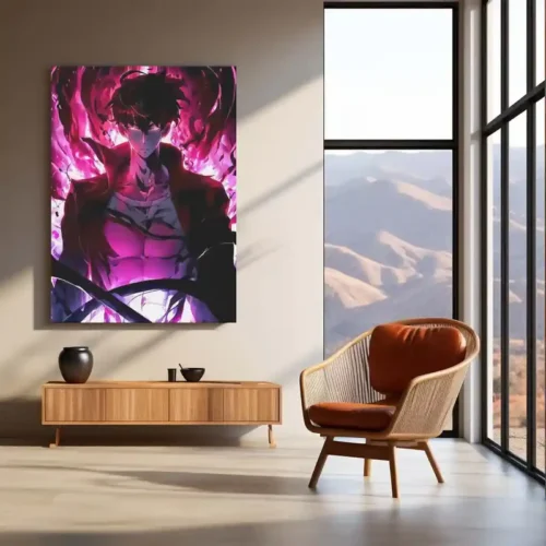Sung Jin-Woo Red Edition ? Solo Leveling Metal Poster | Shadow Monarch Rage Wall Frame - Image 3