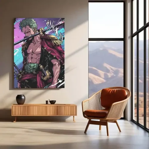 Anime Metal Poster | Zoro Power ? Three Sword Style Metal Poster | Roronoa Zoro One Piece Wall Frame - Image 3