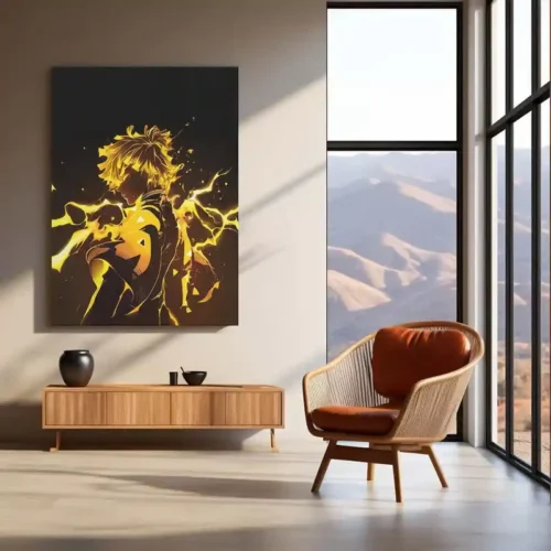 Anime Metal Poster | Zenitsu Agatsuma ? Lightning Breathing Form Metal Poster | Demon Slayer Anime Wall Frame - Image 3