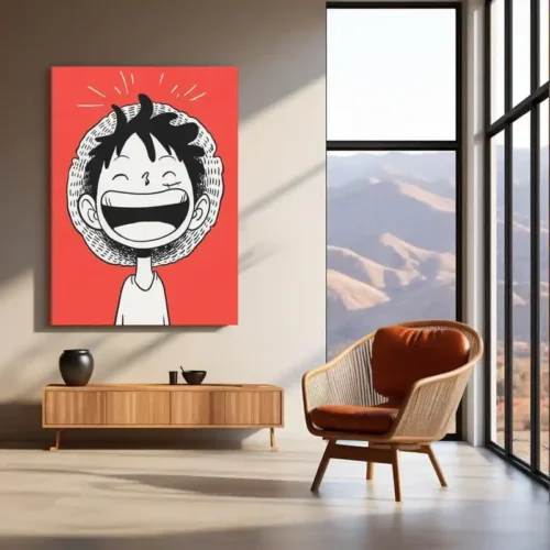 Luffy Laughing ? Minimal One Piece Metal Frame | Anime Wall Art - Image 3