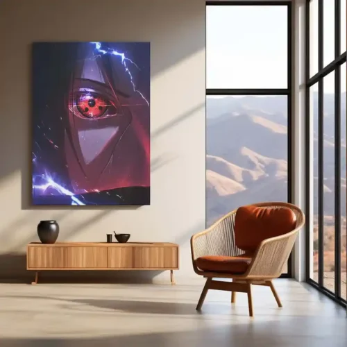 Itachi Uchiha in the Dark Metal Frame ? Close-Up Akatsuki Naruto Poster | Shadowed Sharingan Wall Art | Anime Villain Decor - Image 3