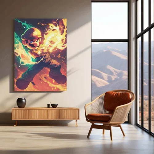 Mario Fireball Metal Poster ? HD Action in Green & Yellow - Image 3