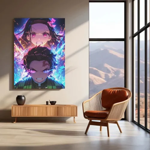 Tanjiro & Nezuko Metal Poster | Demon Slayer Anime Wall Art | Sibling Bond Aesthetic 2 - Image 3