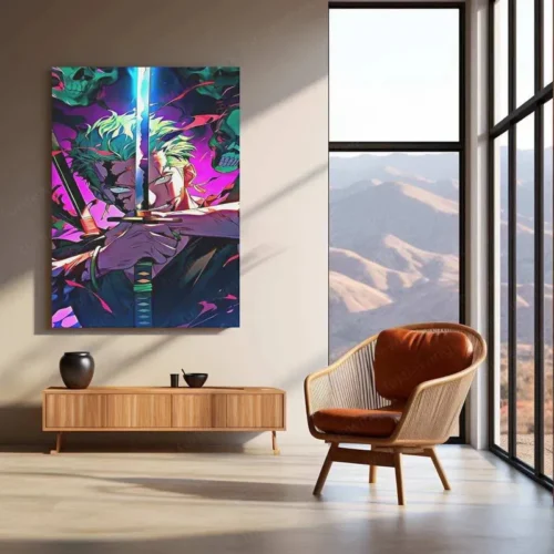 Roronoa Zoro Metal Poster | One Piece Anime Wall Art | Santoryu Sword Style Decor - Image 3