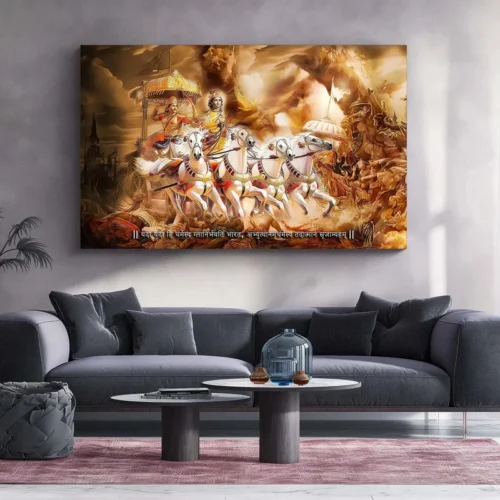 Bharatvarsh Series Metal Print ? Krishna & Arjuna on Rath (Mahabharat ) - Image 2