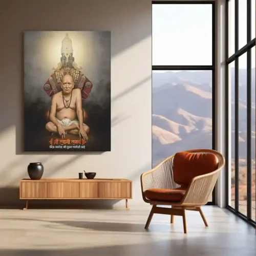 Spiritual Metal Poster | Shree Swami Samarth with Vitthu Mauli Background | Devotional Wall Frame - Image 3