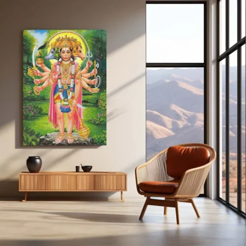 Spiritual God Metal Poster | Panchamukhi Hanuman Metal Poster | Divine Protection Wall Art | Spiritual Decor for Home - Image 3