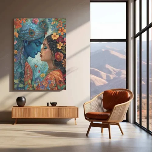Radha Krishna Metal Poster ? Divine Love in CGI | Sacred Radha Krishna Wall Art - Image 3