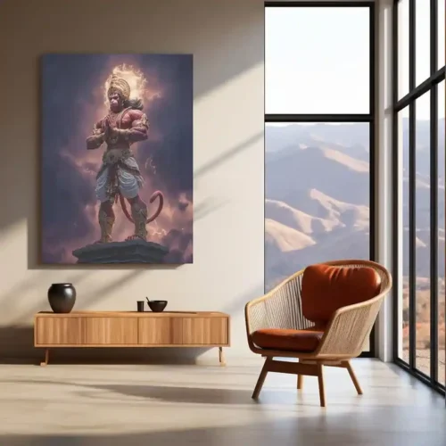 Lord Hanuman ? Divine Metal Frame | Spiritual Wall Art | Devotional Poster for Peace, Strength & Protection - Image 3