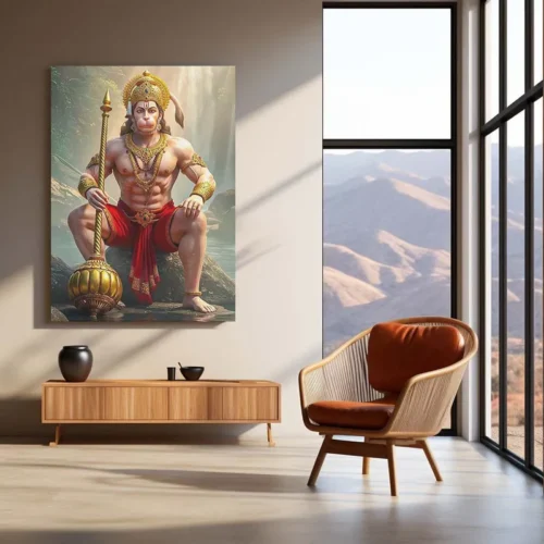 Spiritual God Metal Poster | Lord Hanuman Ji Metal Poster | Devotional Wall Art | Bajrangbali Spiritual Frame 01 - Image 3