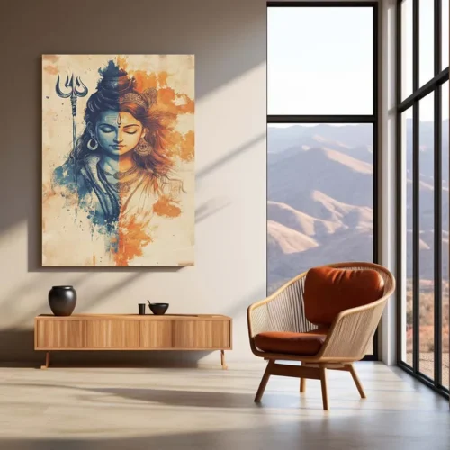 Spiritual Metal Poster | Lord Shiv Parvati Metal Poster | Divine Couple Wall Art | Spiritual Decor for Home & Temple 02 - Image 3