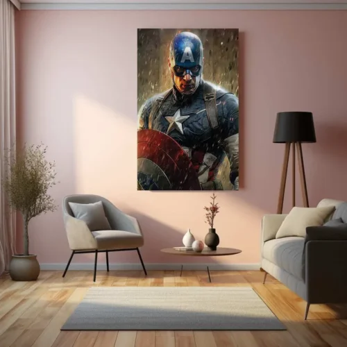 Captain America Metal Poster | Marvel Superhero Wall Art | Vibrant Comic-Inspired Decor - Image 3