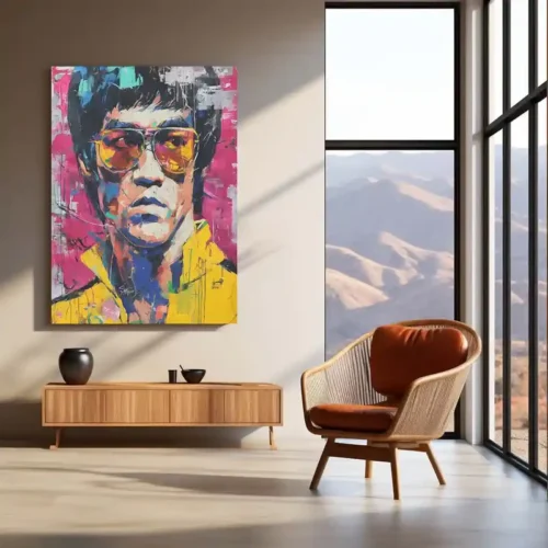 Bruce Lee Iconic Yellow Jumpsuit Poster | Martial Arts Legend Metal Frame Wall Art - Image 3