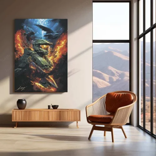 Halo Metal Poster ? Epic Sci-Fi Action Art | Legendary Master Chief Wall Decor - Image 3