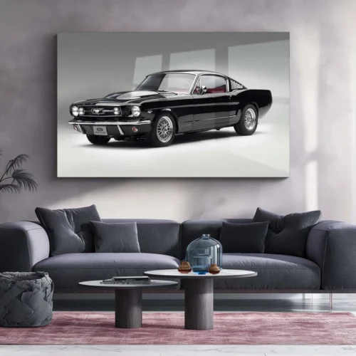 Car Metal Poster | 1965 Ford Mustang Fastback Metal Poster ? Classic Muscle Car Wall Art - Image 2