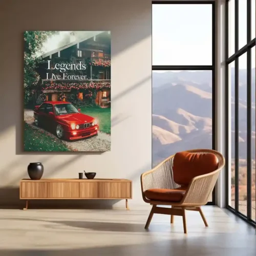 Cars Metal Poster | BMW M5 ? Legends Live Forever Metal Poster | Iconic Sports Car Wall Frame - Image 3
