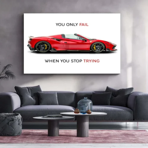 You Only Fail When You Stop Trying ? Ferrari F8 Spider Novitec Metal Frame | Motivation x Supercar Wall Art - Image 2