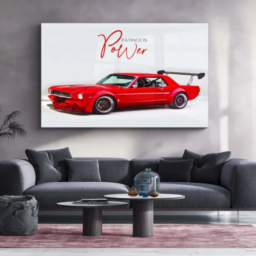 Patience is Power ? Ford Mustang Fastback Metal Frame | Vintage Muscle Car Wall Art - Image 2