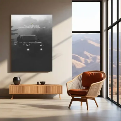 Land Rover Defender with Quote Metal Poster | Off-Road Adventure Wall Art - Image 3