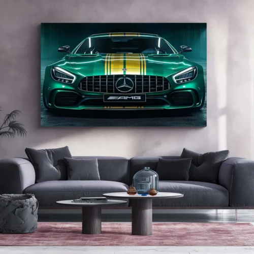 Mercedes Racing Neon LED Metal Poster | High-Performance Motorsport Wall Art - Image 2