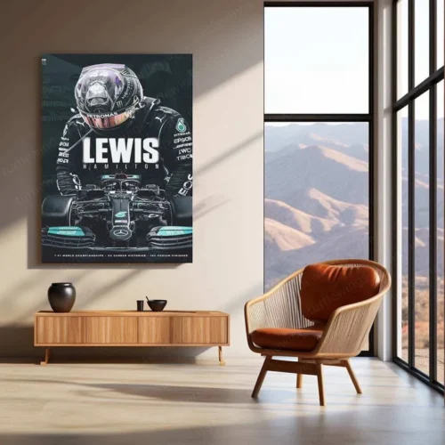 Lewis Hamilton F1 Racing Metal Poster | Mercedes-AMG Petronas Wall Art | Formula 1 Champion Print - Image 3