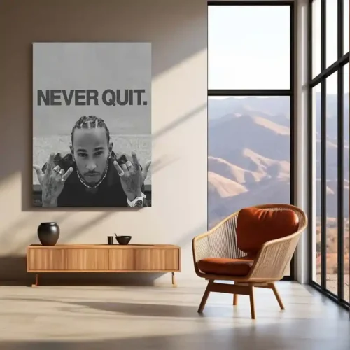 Never Quit ? Lewis Hamilton | Formula 1 Champion Metal Frame - Image 3