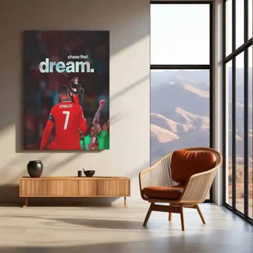 Cristiano Ronaldo Holding Trophy ? ?Chase That Dream? Metal Poster | Football Glory x Mindset Wall Art - Image 3