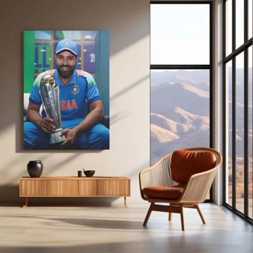 Cricket Metal Poster | Rohit Sharma Celebration Metal Poster ? Hitman Cricket Wall Art | Team India - Image 3