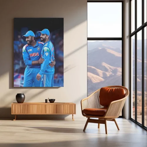 Cricket Metal Poster | RO-KO Metal Poster ? Rohit Sharma & Virat Kohli Wall Art | Team India Cricket Duo - Image 3