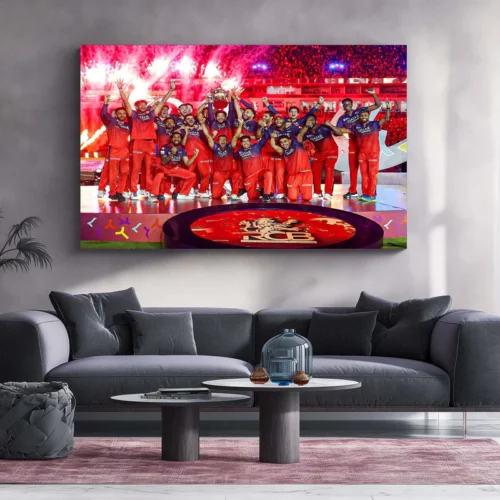 Cricket Metal Poster | RCB Wins IPL Trophy 2025 ? Champion Celebration Metal Poster | Virat Kohli Led Victory Wall Art - Image 2