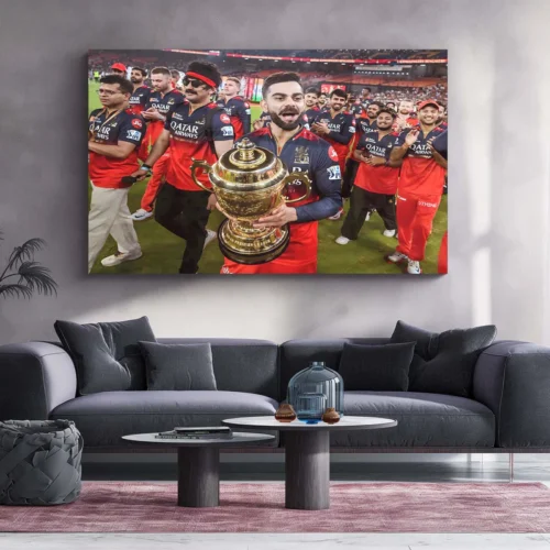 Cricket Metal Poster | RCB Wins IPL Trophy 2025 ? Champion Celebration Metal Poster | Virat Kohli Led Victory Wall Art 03 - Image 2