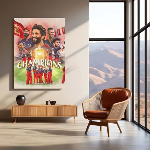 Cricket Metal Poster | RCB Wins IPL Trophy 2025 ? Champion Celebration Metal Poster | Virat Kohli Led Victory Wall Art 07 - Image 3