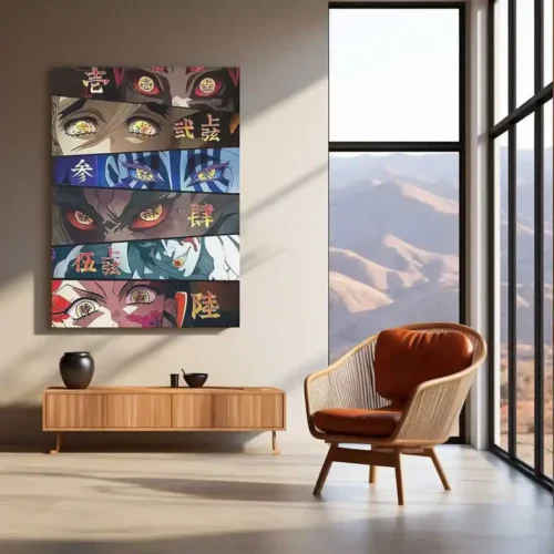 Demon Slayer Upper Moon Eyes | Anime Villain Eyes Wall Art | Multi-Panel Demon Slayer Decor - Image 3