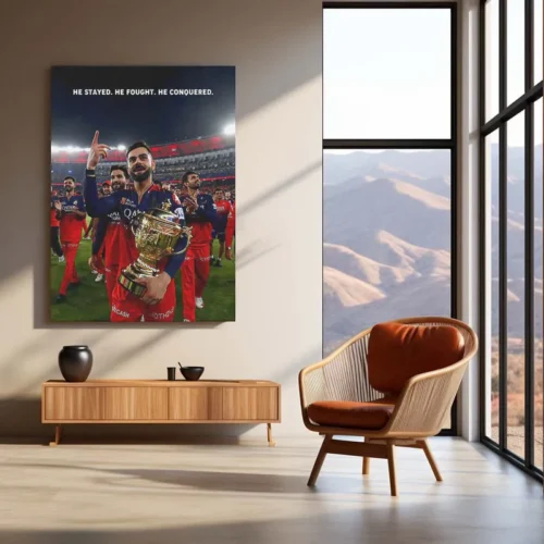 Cricket Metal Poster | Virat Kohli RCB Wins IPL Trophy 2025 ? Historic Victory Metal Poster | Champion?s Wall Art - Image 3