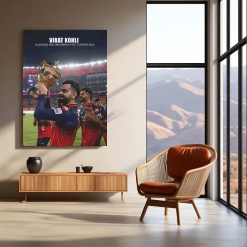 Cricket Metal Poster | Virat Kohli RCB Wins IPL Trophy 2025 ? Historic Victory Metal Poster | Champion?s Wall Art 01 - Image 3