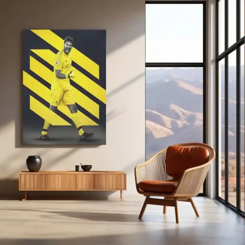 Alisson Becker Liverpool Yellow Jersey Celebration ? Metal Frame | Goalkeeper Wall Art - Image 3