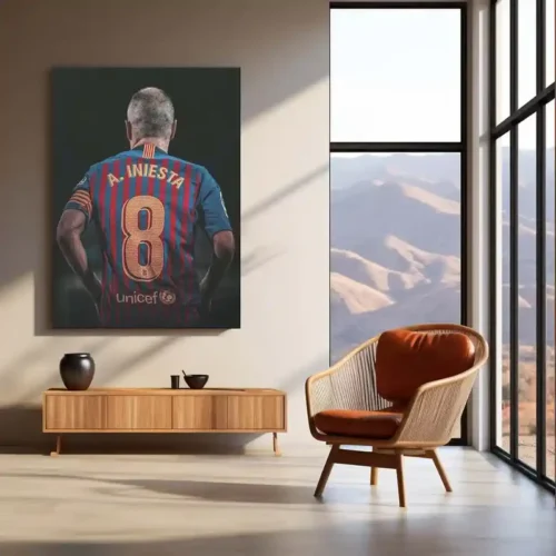 Andr?s Iniesta Barcelona #8 ? Iconic Back Pose Graphic Metal Frame | Bar?a Legend Wall Art - Image 3