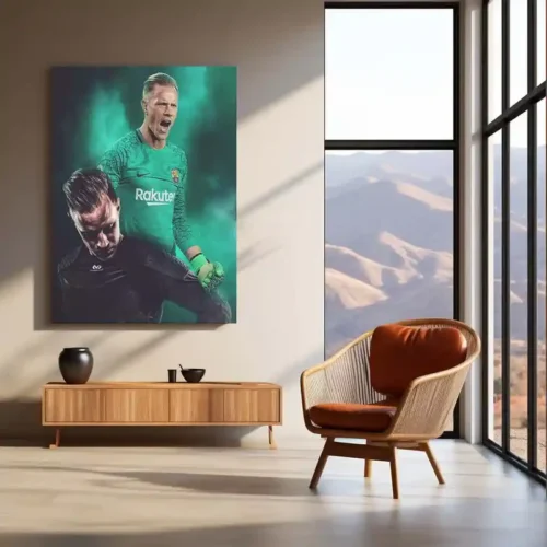 Barcelona Goalkeeper in Green ? Metal Frame | Premium FC Barcelona Wall Art - Image 3